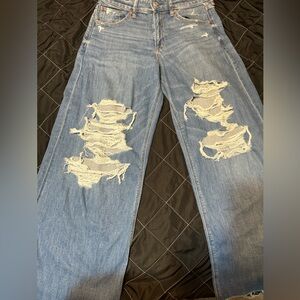 American Eagle Wide Distressed Jeans